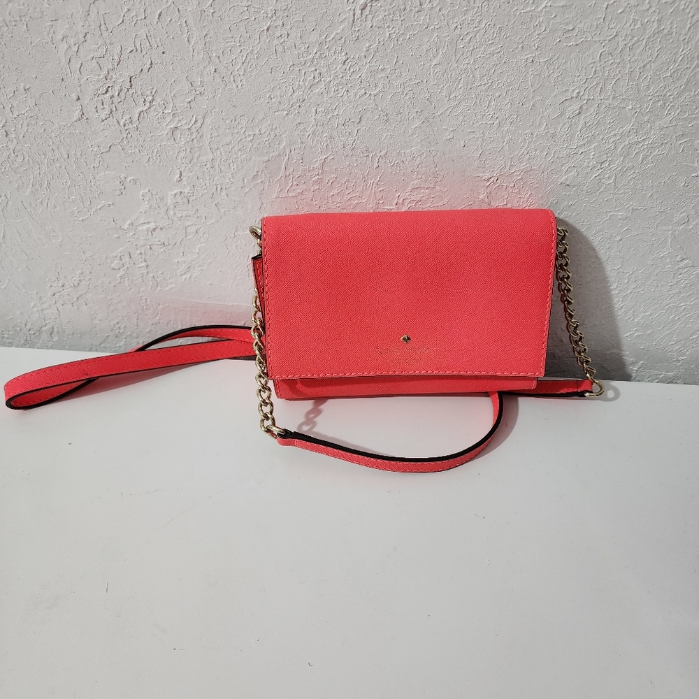 Kate Spade Cedar Street Cami Coral Leather Crossbody Bag Shoulder Handbag Purse